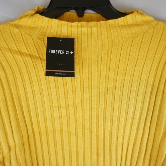 Forever 21 Sweater Top LSLV Size 3X Mustard NWT - Picture 3 of 3